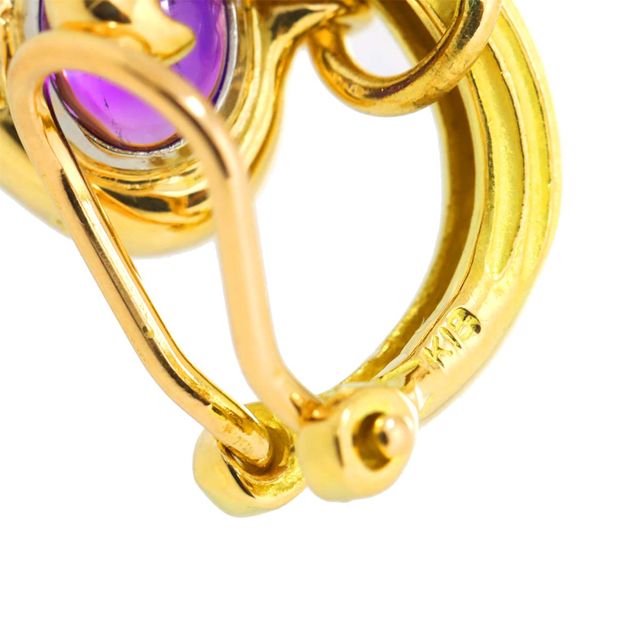 Amethyst Diamond Earrings Clip on 18K YG Pt