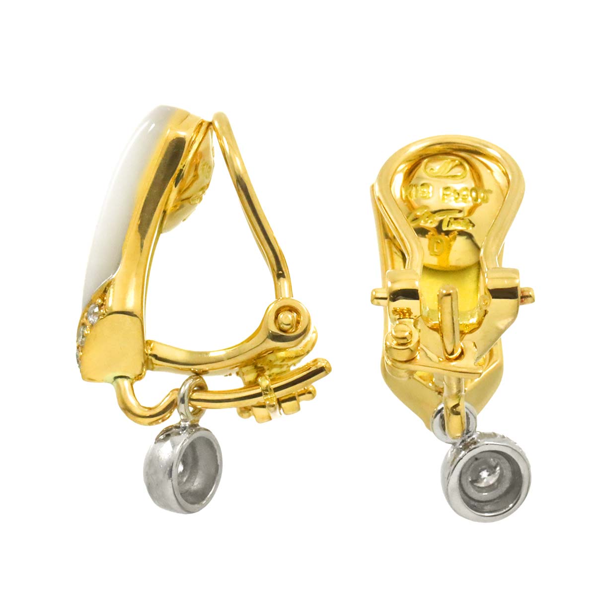 MotherofPearl Diamond 0.09ct/0.08ct Earrings 18K YG Pt