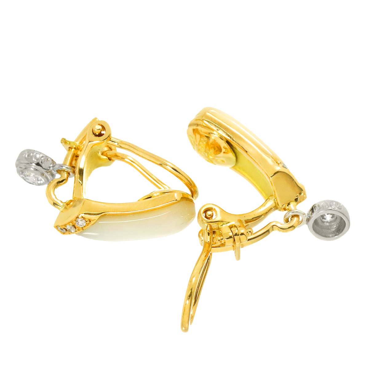 MotherofPearl Diamond 0.09ct/0.08ct Earrings 18K YG Pt