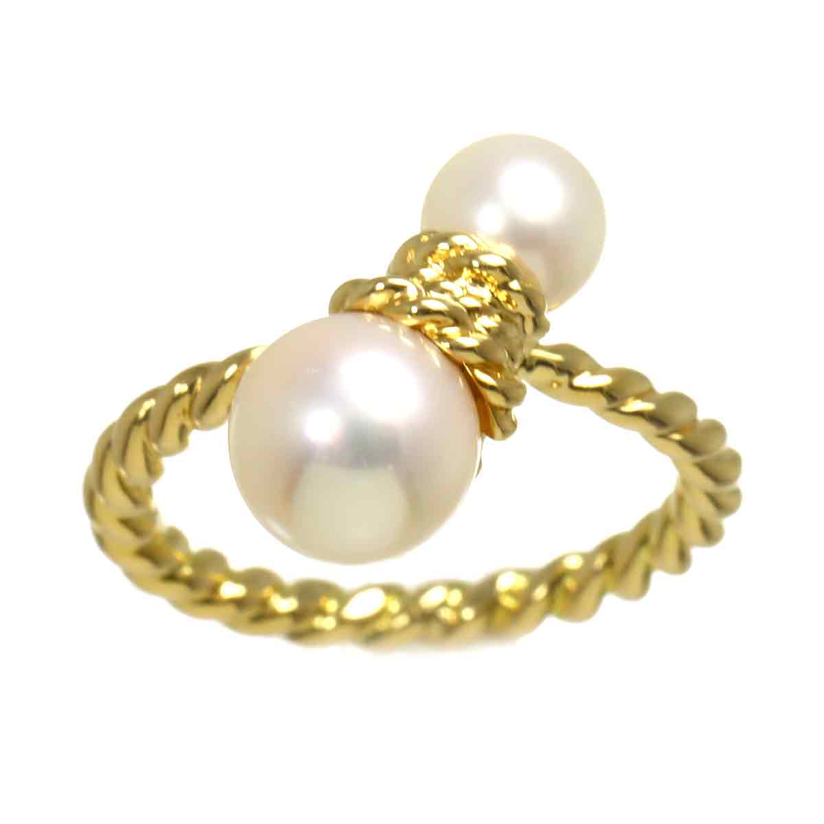 Akoya Pearl 7.5-5.6mm Ring 18K Yellow Gold 750 Size5.5-5.75(US)
