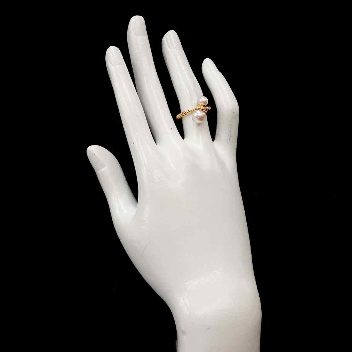 Akoya Pearl 7.5-5.6mm Ring 18K Yellow Gold 750 Size5.5-5.75(US)