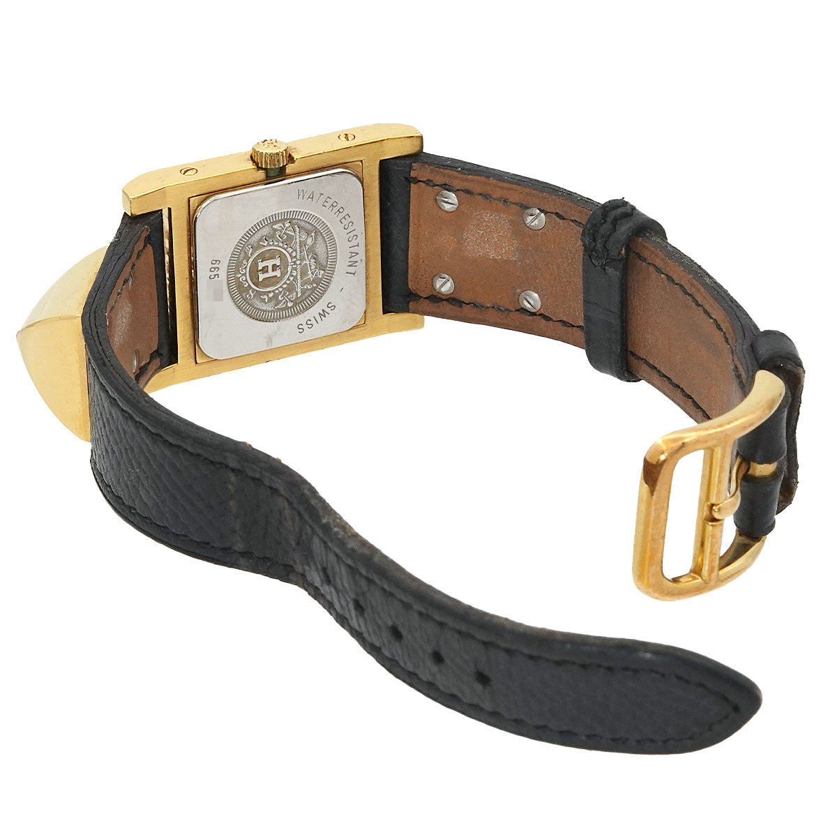 Medor Vintage pyramid Gold studs Quartz White Dial Ladies