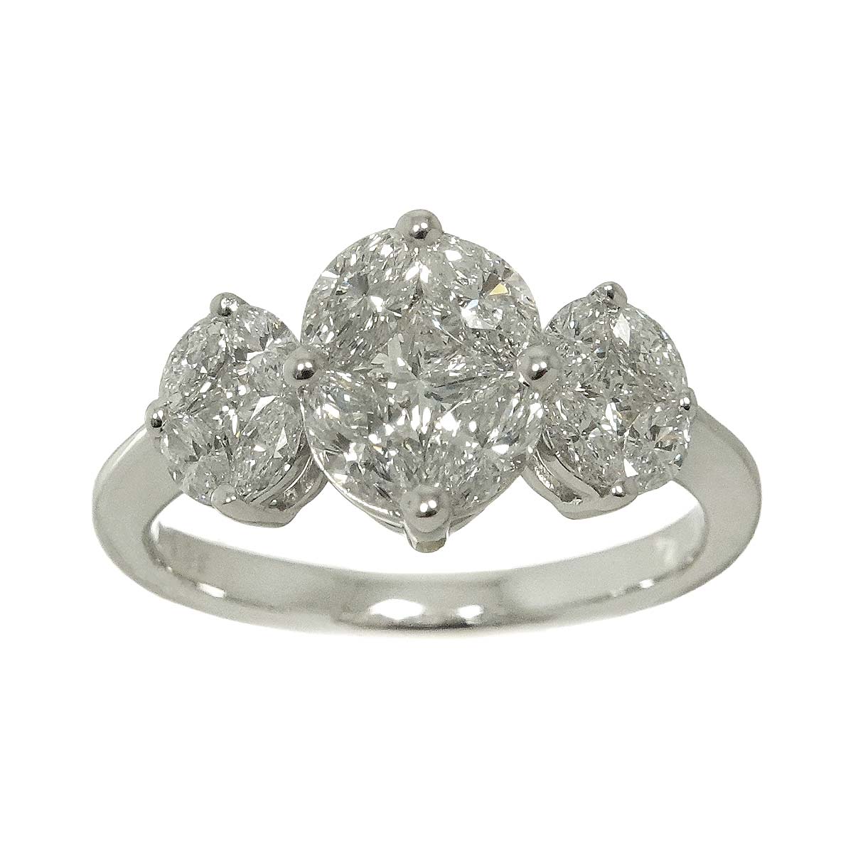 Diamond 1.34ct Ring 18K K18 WG White Gold size4.75-5(US)