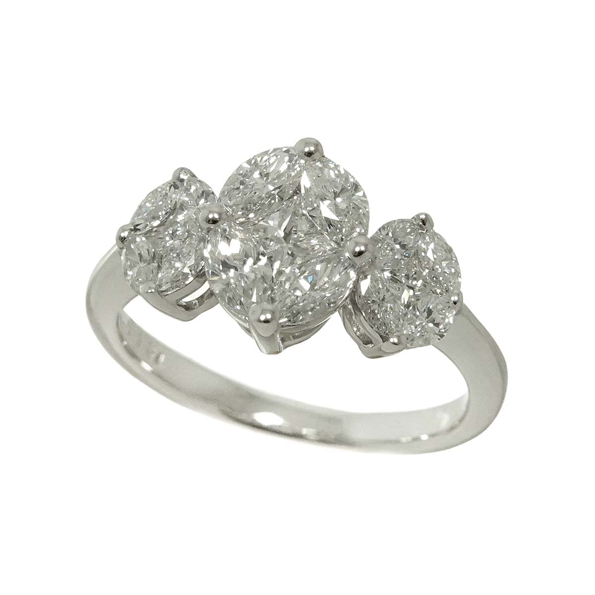 Diamond 1.34ct Ring 18K K18 WG White Gold size4.75-5(US)