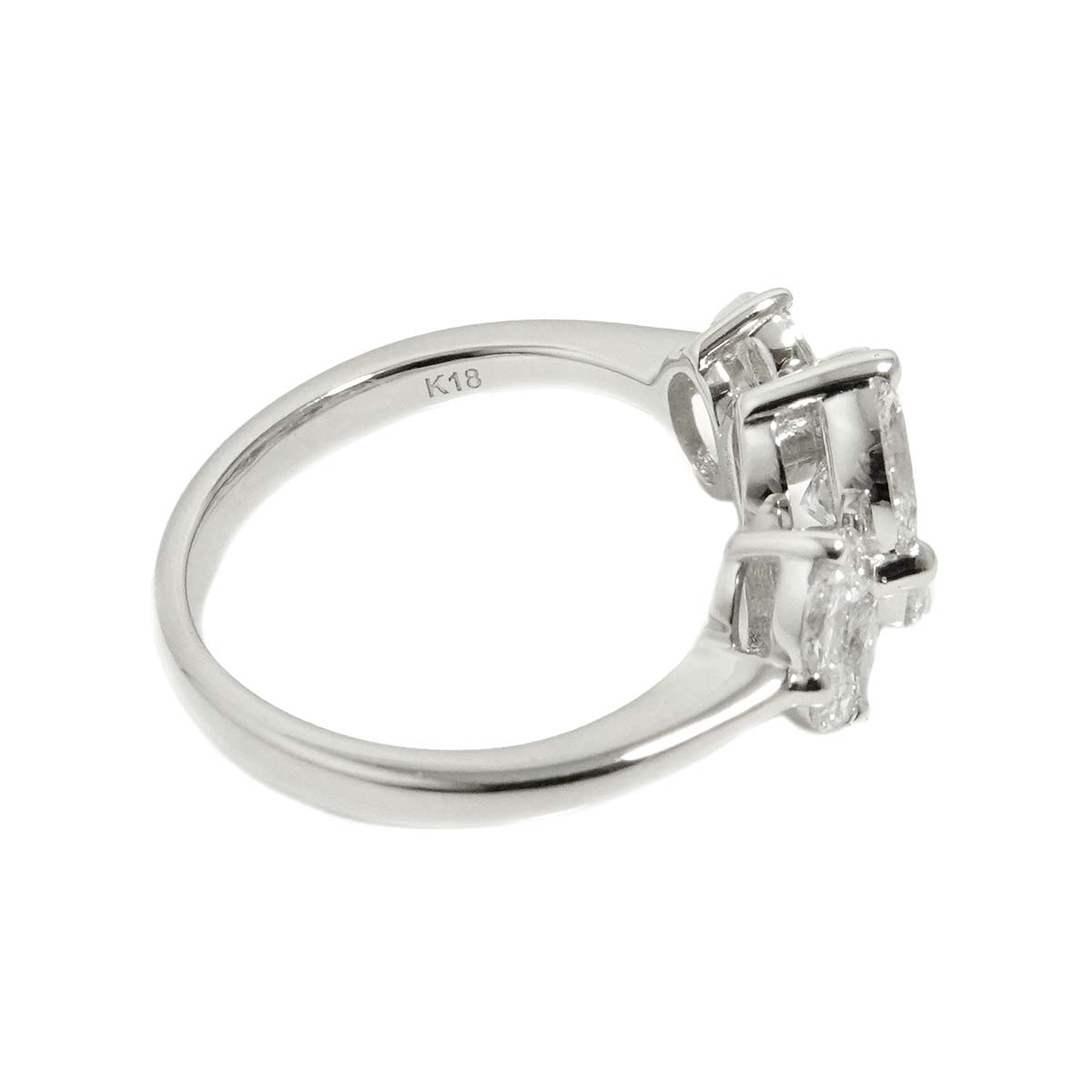Diamond 1.34ct Ring 18K K18 WG White Gold size4.75-5(US)