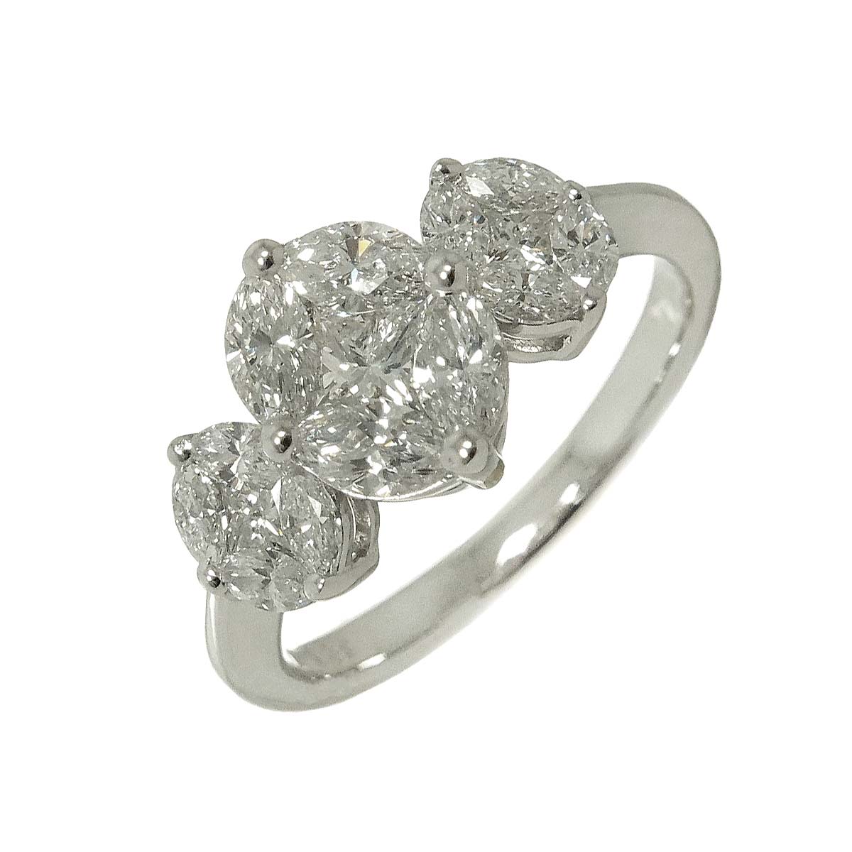 Diamond 1.34ct Ring 18K K18 WG White Gold size4.75-5(US)
