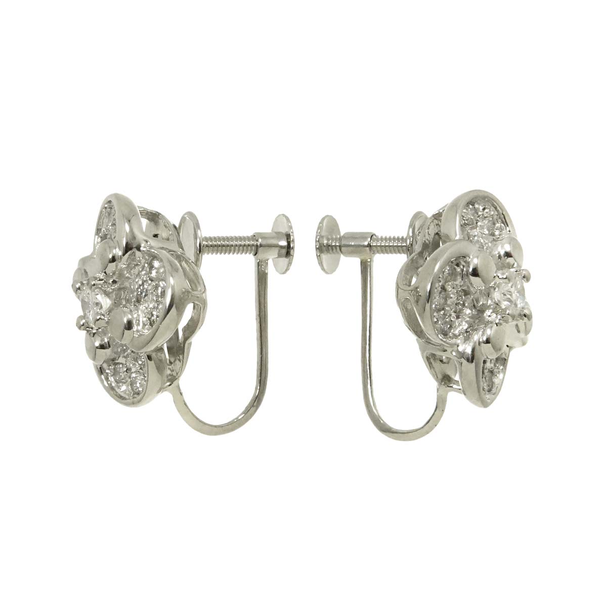 Diamond 0.40ct/0.40ct Earrings Clip on Platinum