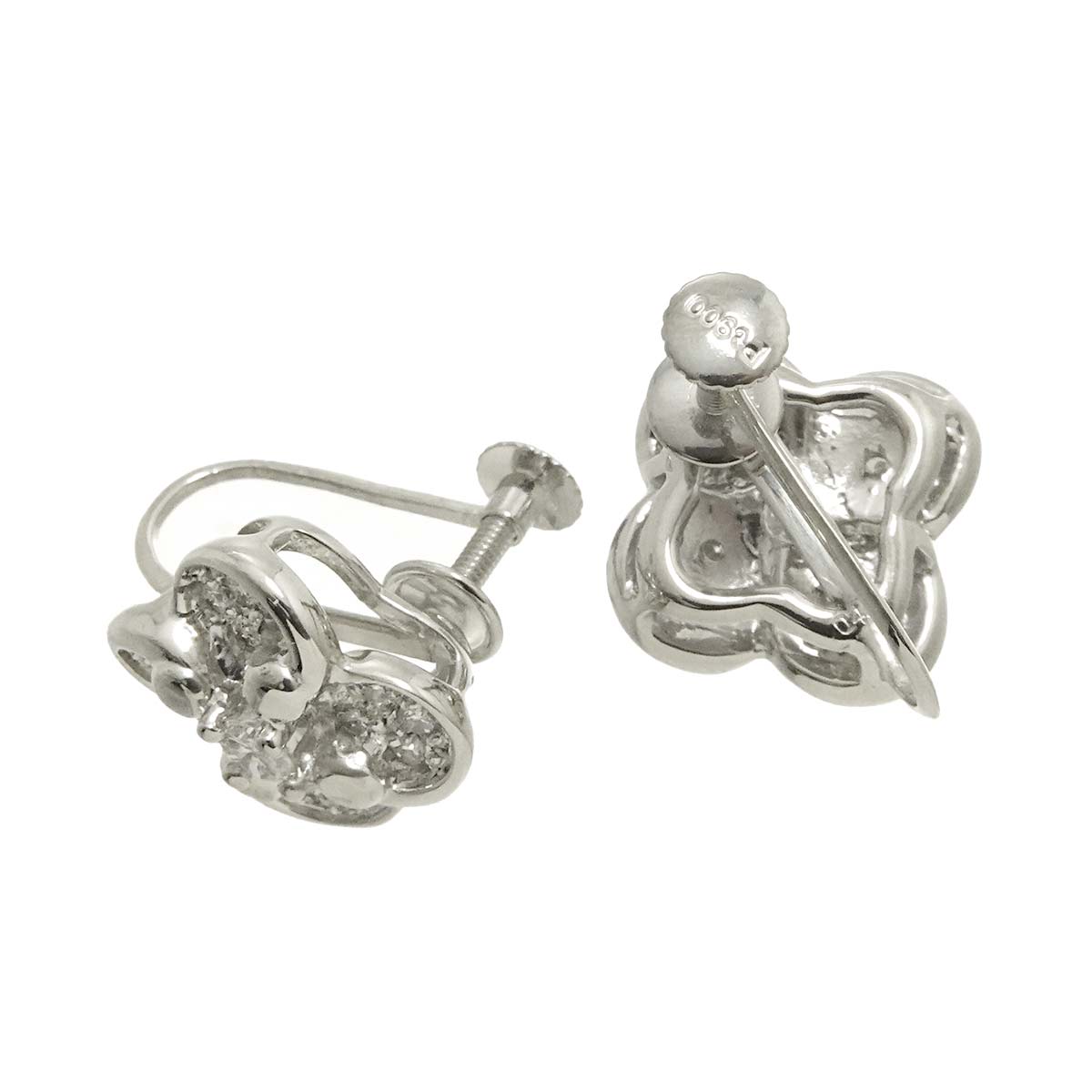 Diamond 0.40ct/0.40ct Earrings Clip on Platinum