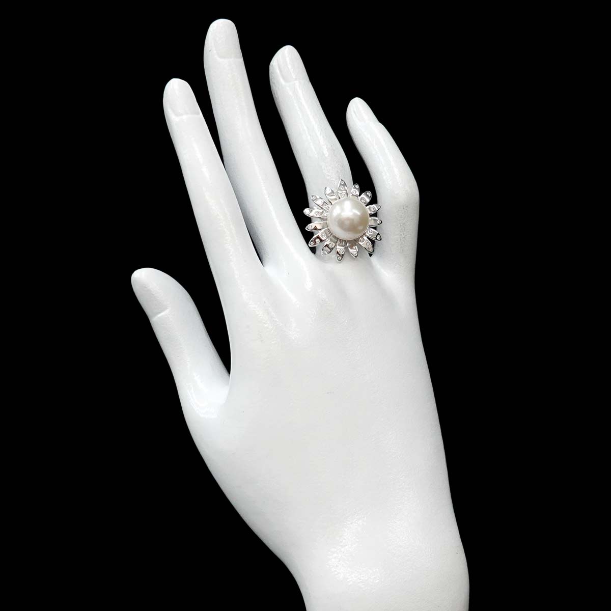 South Sea pearl11.9mm Diamond Ring 18K WG 750 6.75-7.25(US)
