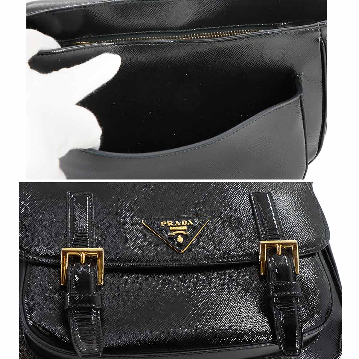 Shoulder Bag Patent Leather Black BT0904 Purse