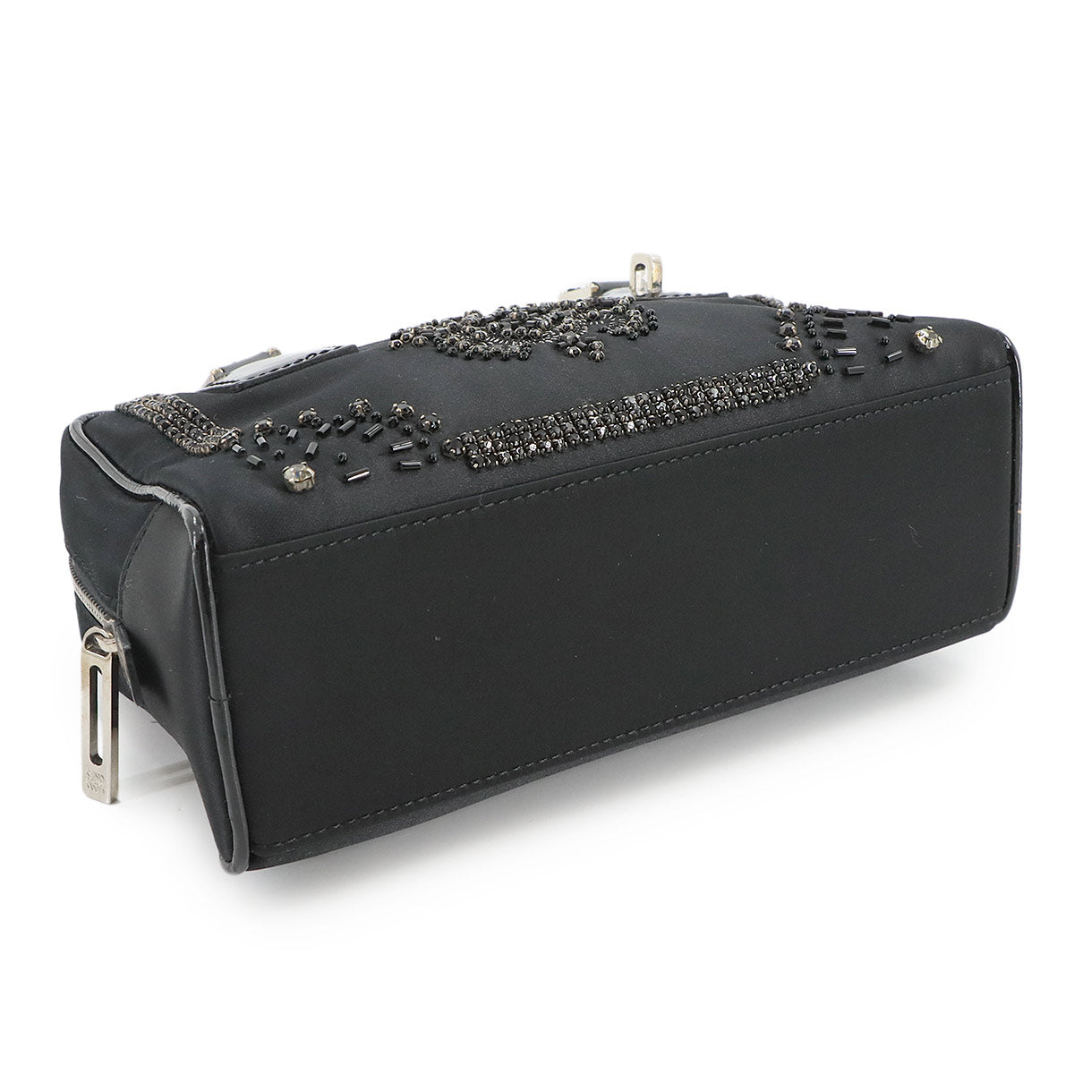 Amazona 19 Mini Hand Bag Satin Patent leather Black Beads