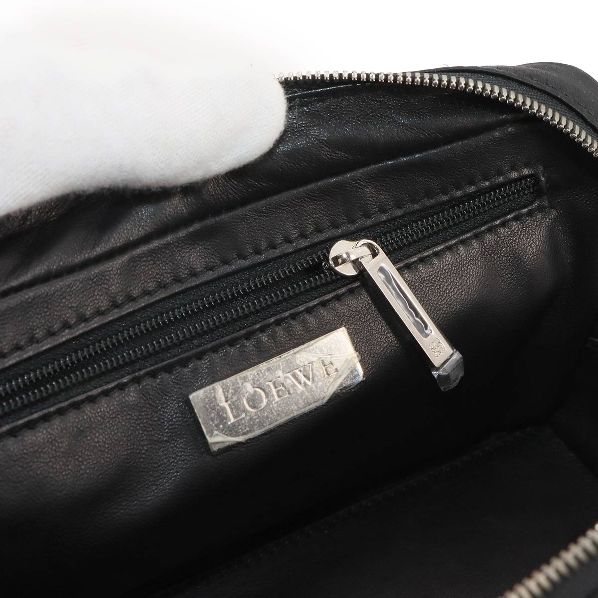 Amazona 19 Mini Hand Bag Satin Patent leather Black Beads