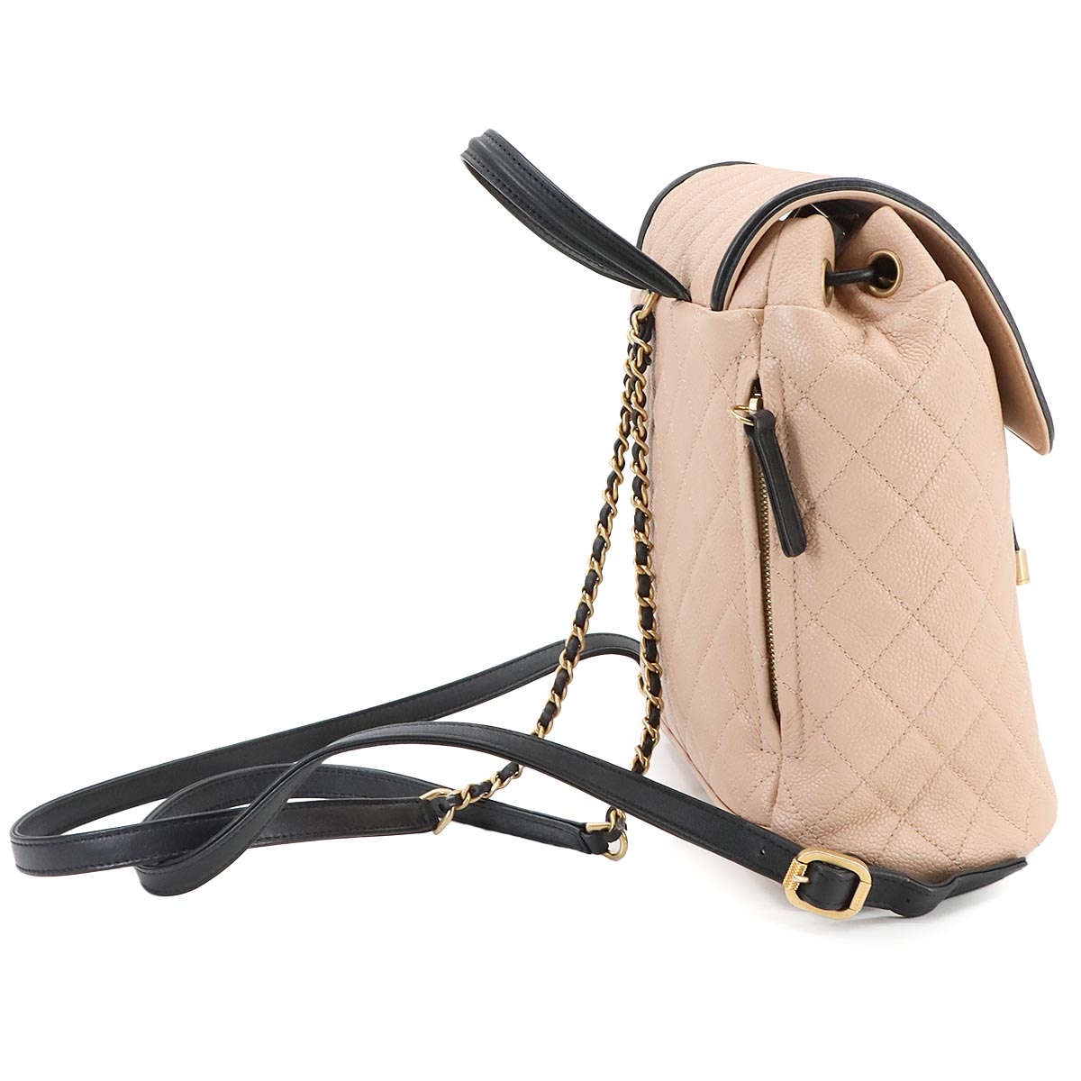 CC Filigree Backpack Leather Beige Black A57090 Purse