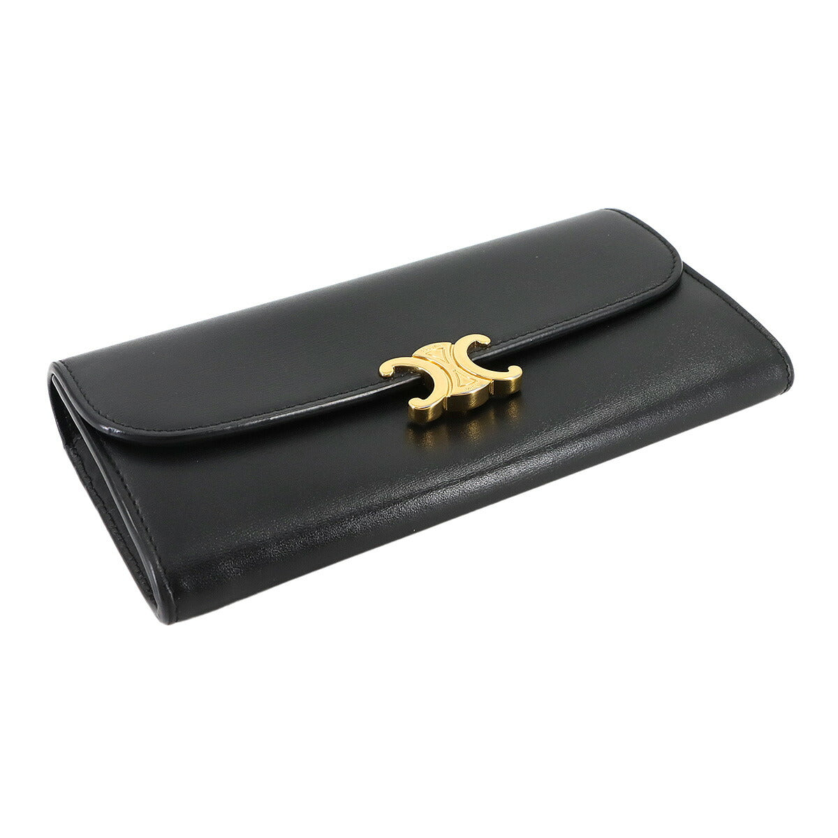 Triomphe Long Wallet Leather Black 10E313DPV