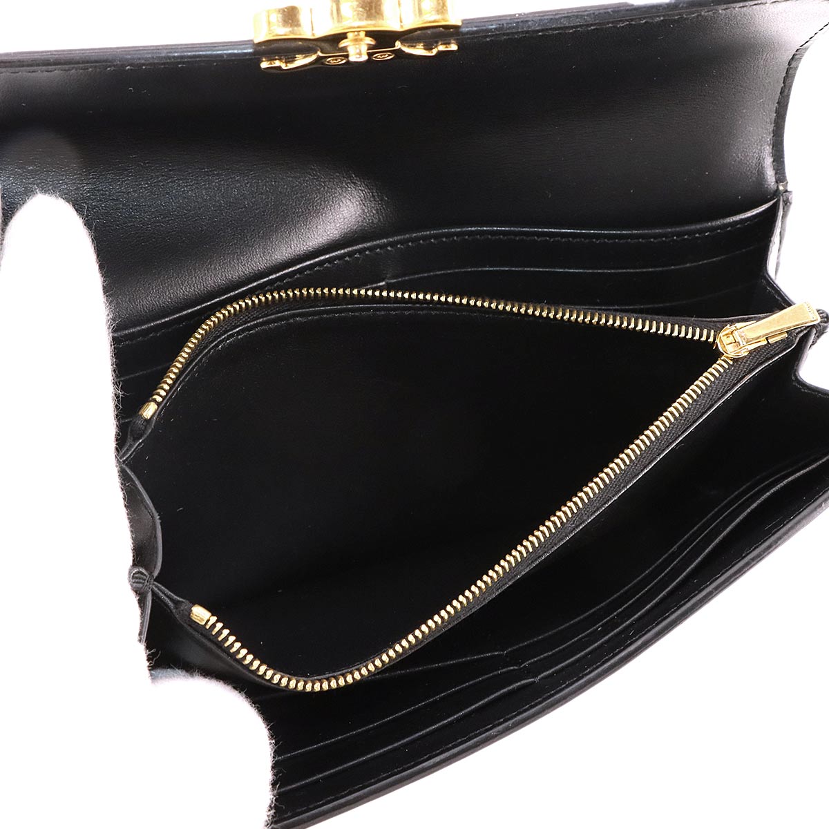 Triomphe Long Wallet Leather Black 10E313DPV