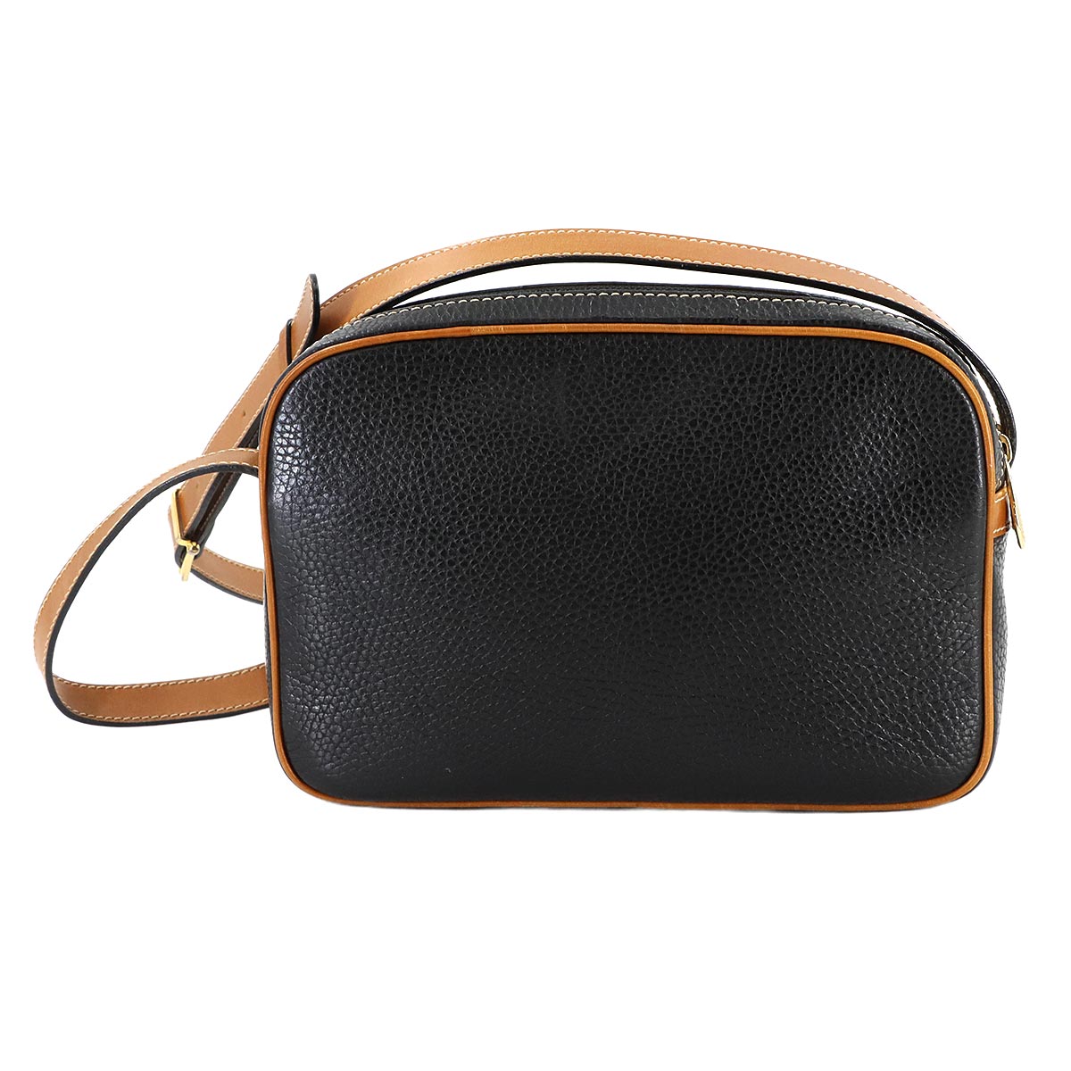 Gancini Shoulder Bag Leather Black Brown Vintage Purse