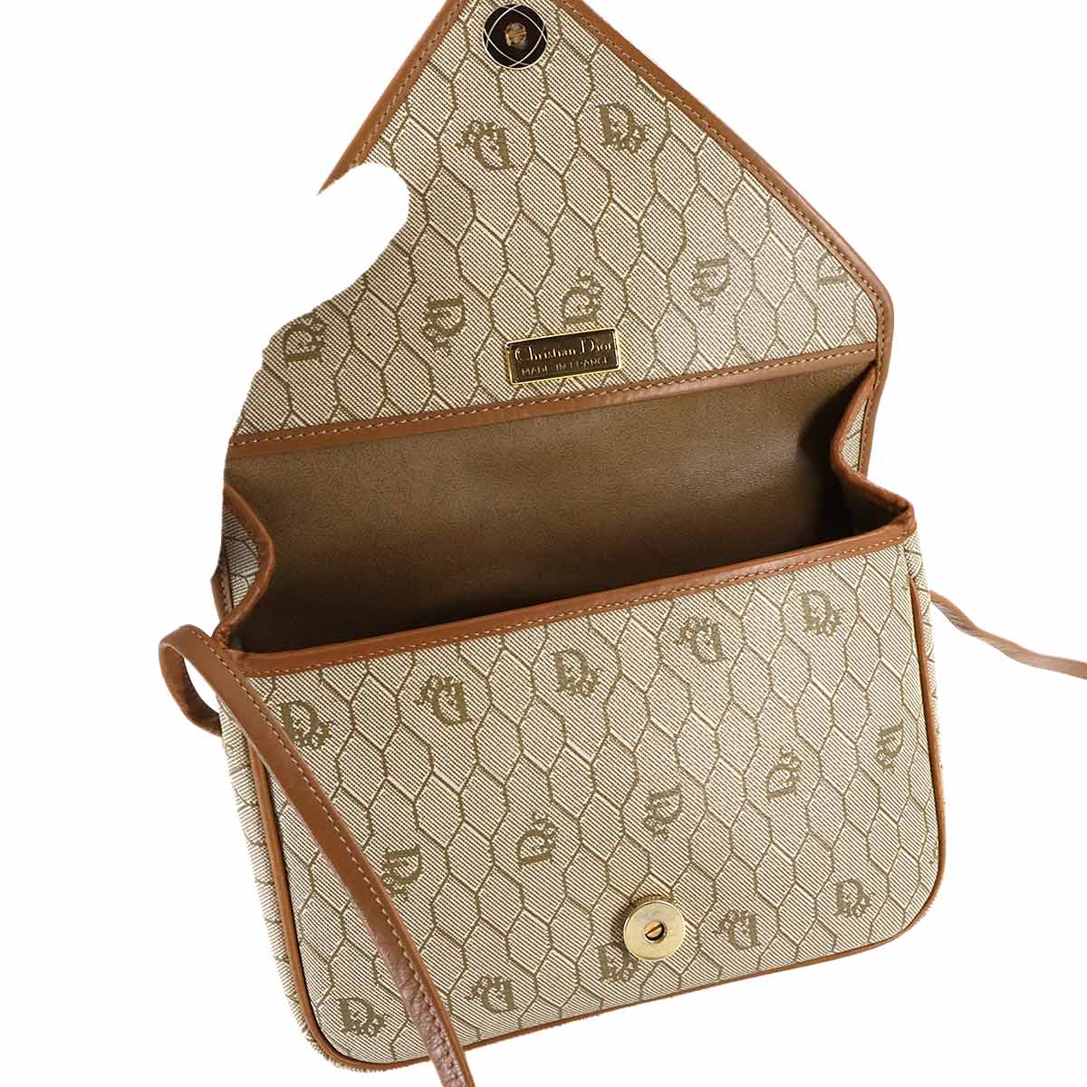 Shoulder Bag PVC Beige Honeycomb pattern