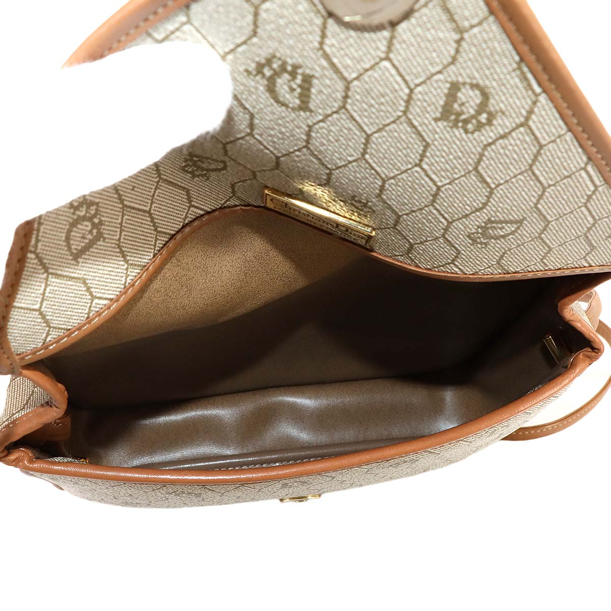 Shoulder Bag PVC Beige Honeycomb pattern