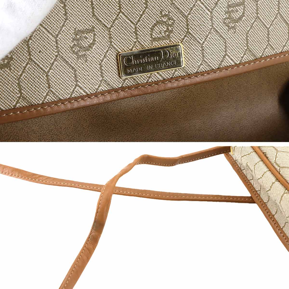 Shoulder Bag PVC Beige Honeycomb pattern