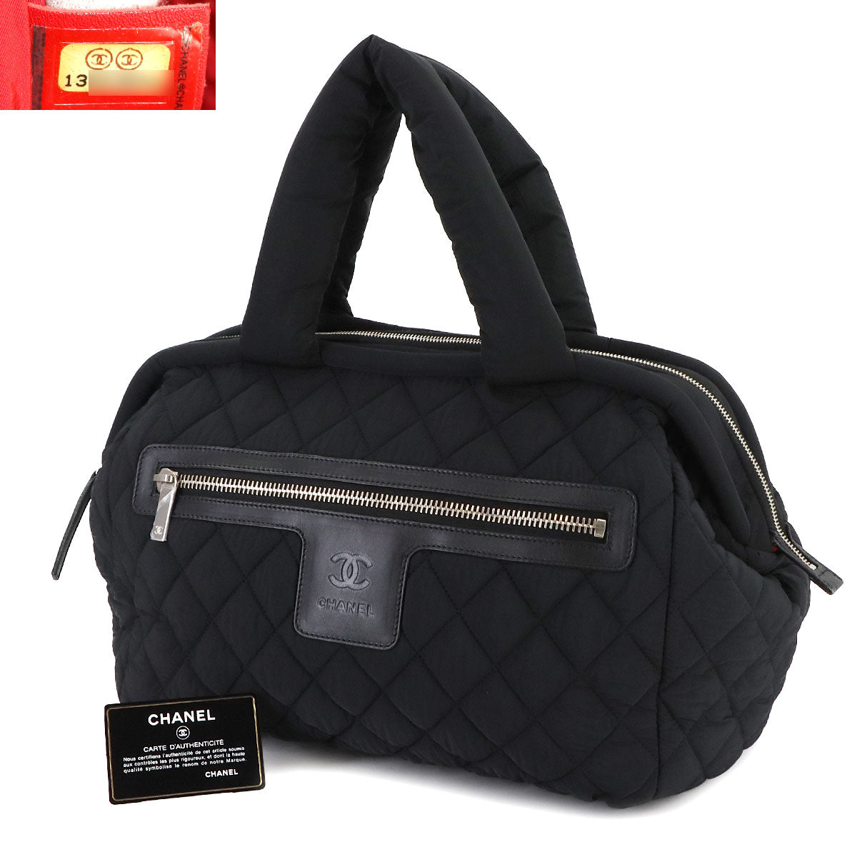 Coco Cocoon Boston Bag Nylon Leather Black A47205 Purse