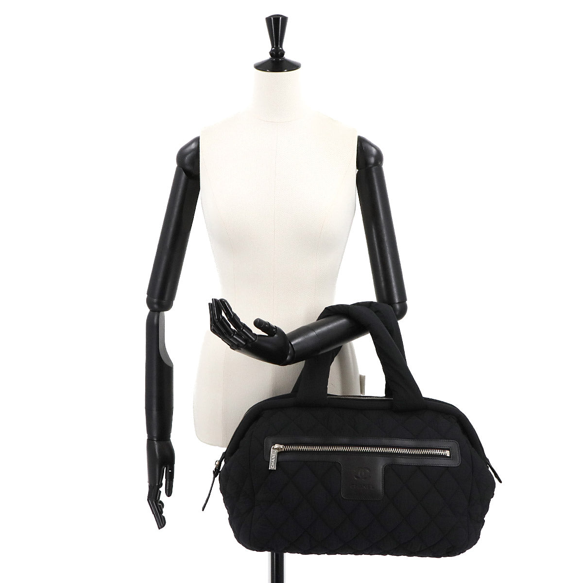 Coco Cocoon Boston Bag Nylon Leather Black A47205 Purse