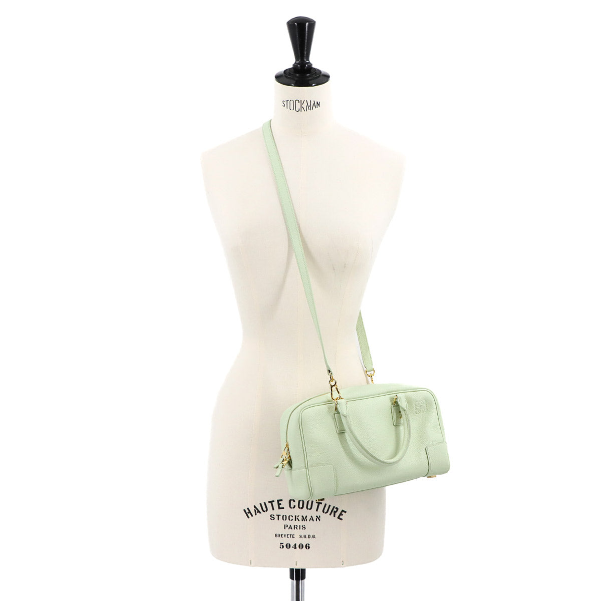 Amazona 23 2way Hand Shoulder Bag Leather Light green Purse