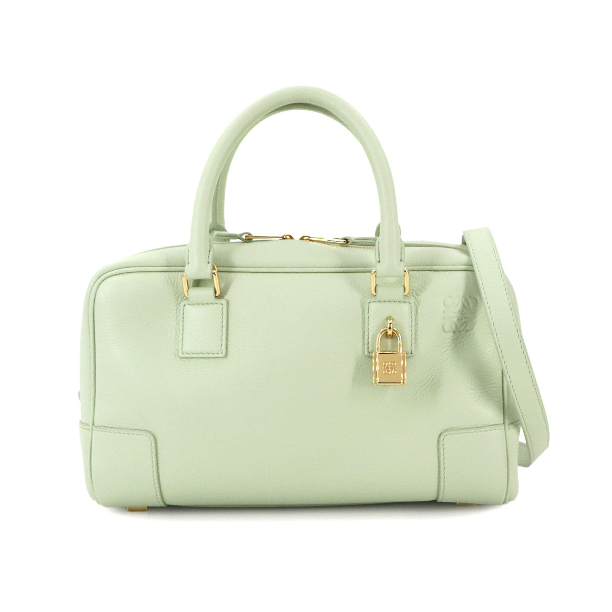 Amazona 23 2way Hand Shoulder Bag Leather Light green Purse