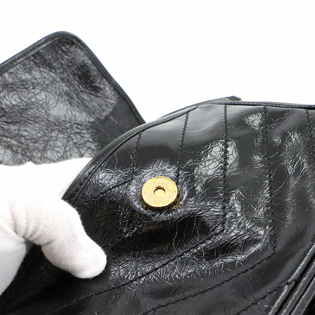 SAINT LAURENT Niki Medium Chain Shoulder Bag Leather Noir 633158