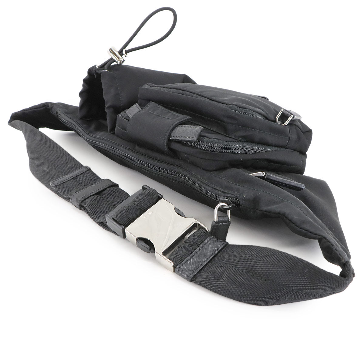 Crossbody Waist Bag Pouch Nylon Nero Black 2VL056 Purse