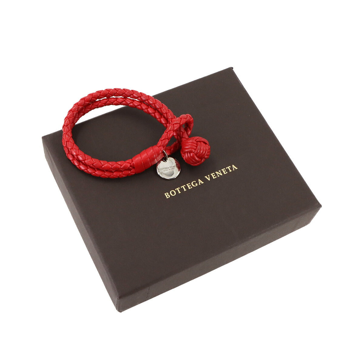 Intrecciato Bracelet Leather Red Accessory