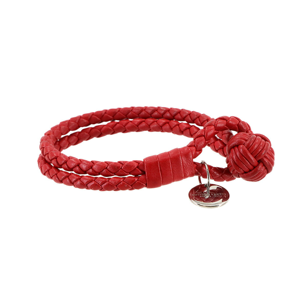 Intrecciato Bracelet Leather Red Accessory