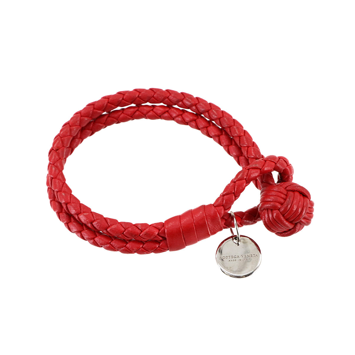 Intrecciato Bracelet Leather Red Accessory