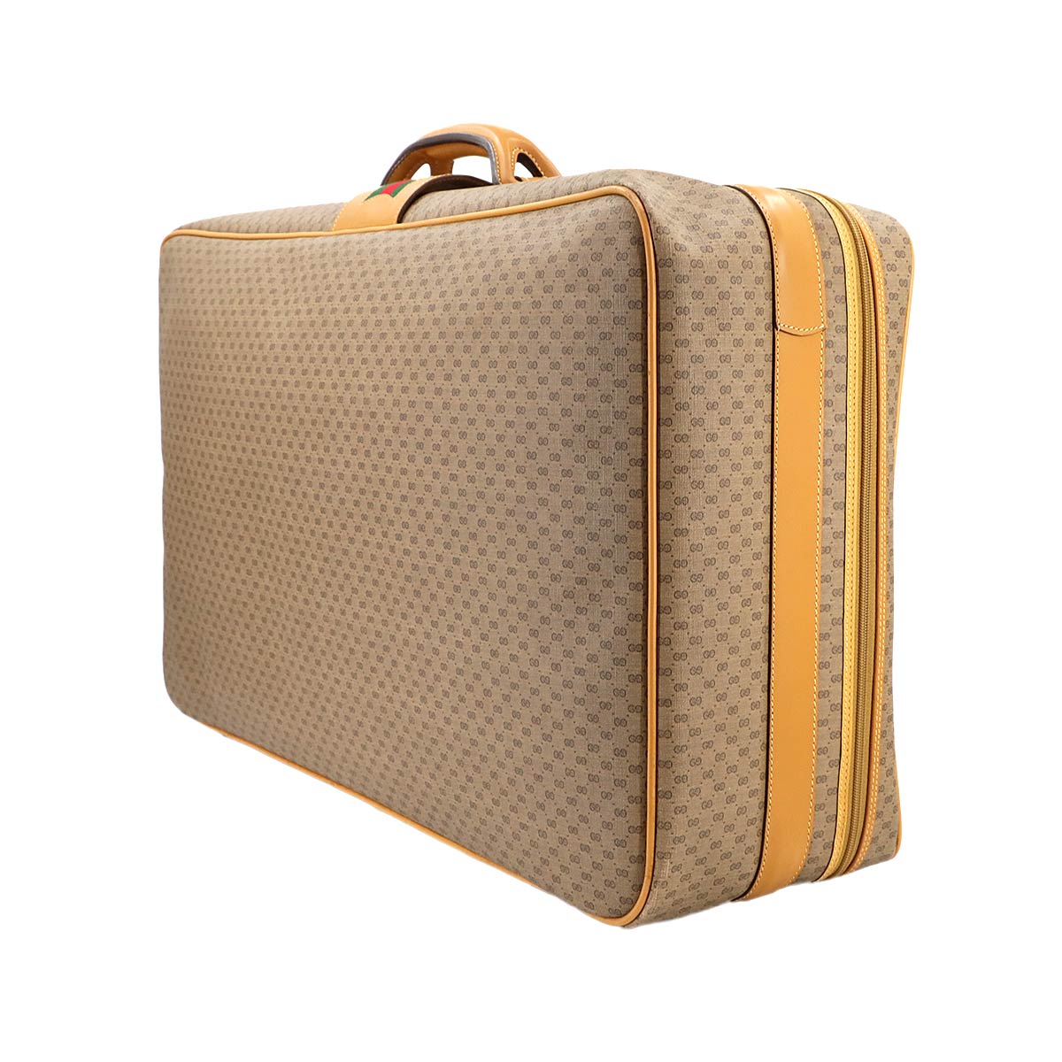 MicroGG Boston Travel Bag Old GUCCI PVC Leather Beige Purse