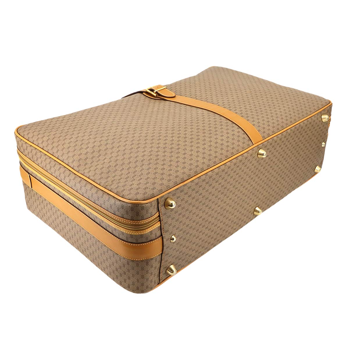 MicroGG Boston Travel Bag Old GUCCI PVC Leather Beige Purse