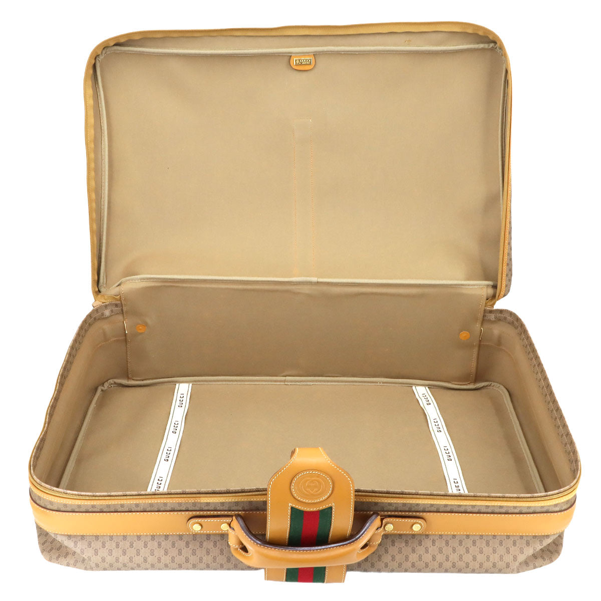 MicroGG Boston Travel Bag Old GUCCI PVC Leather Beige Purse