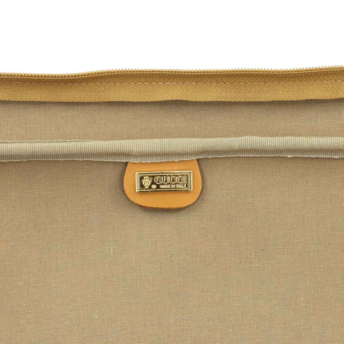 MicroGG Boston Travel Bag Old GUCCI PVC Leather Beige Purse