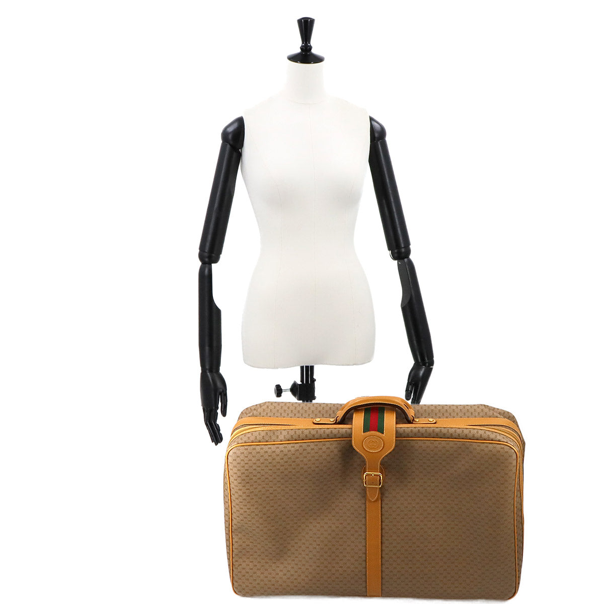 MicroGG Boston Travel Bag Old GUCCI PVC Leather Beige Purse