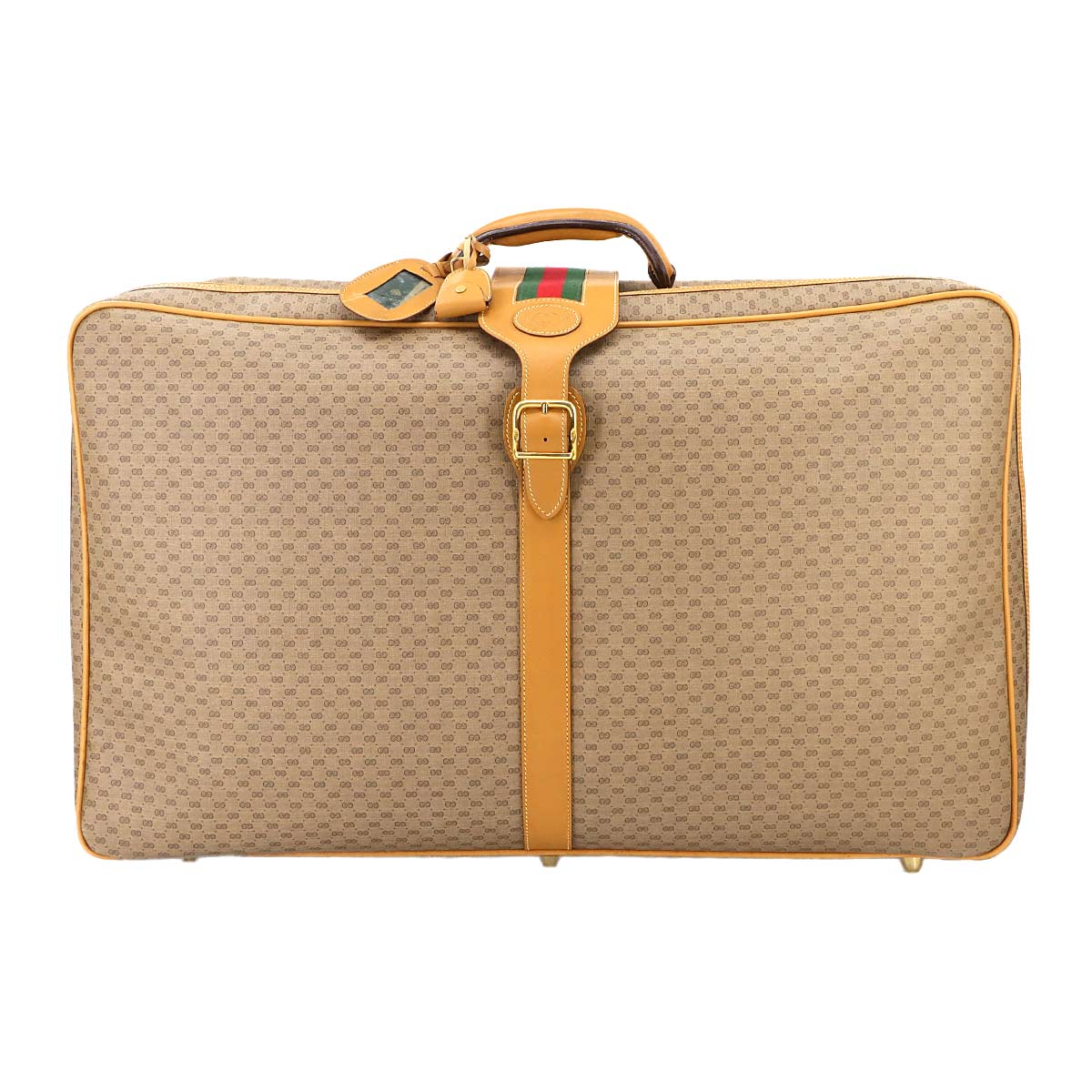 MicroGG Boston Travel Bag Old GUCCI PVC Leather Beige Purse