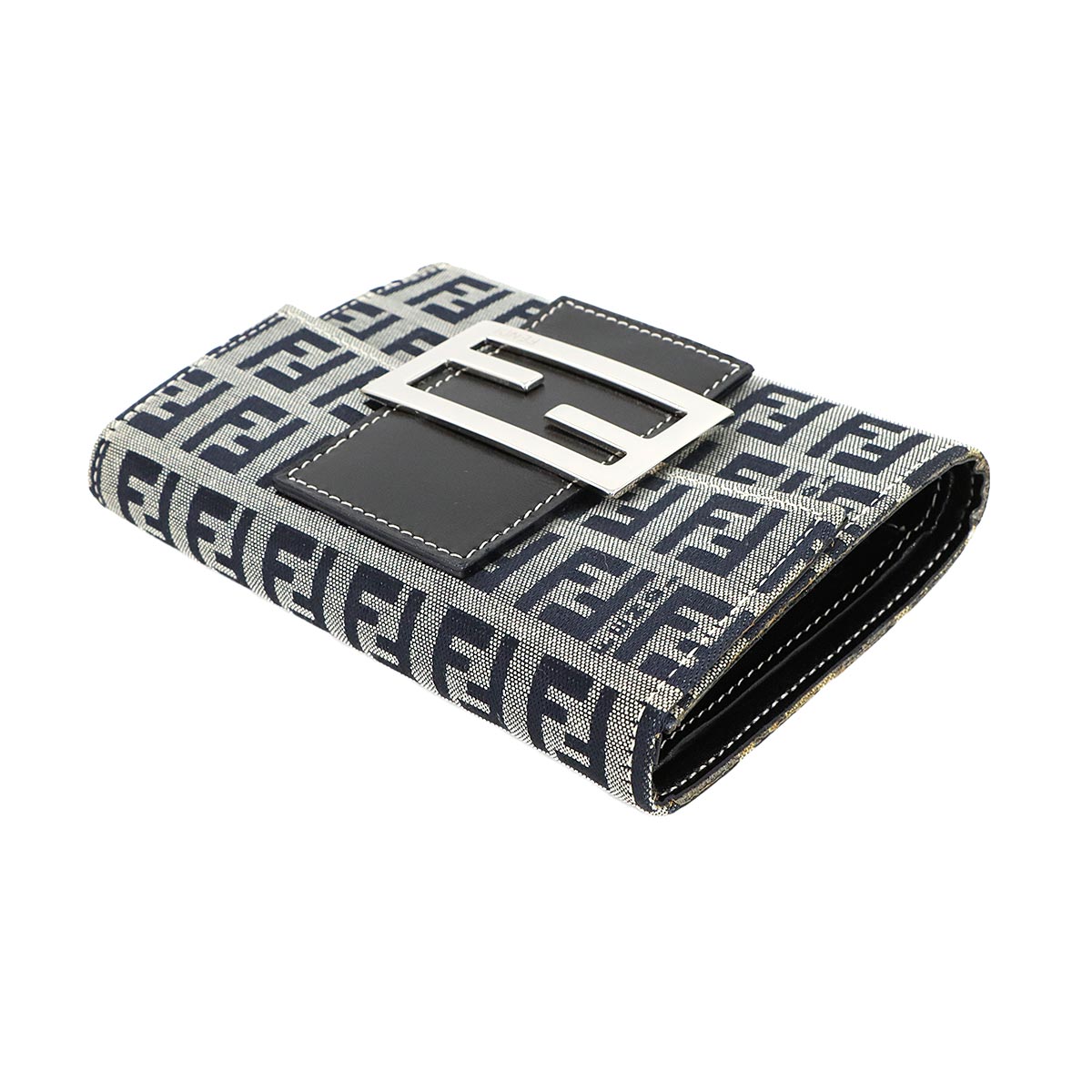 Zucchino Tri fold Wallet Canvas Leather Gray Black 31089