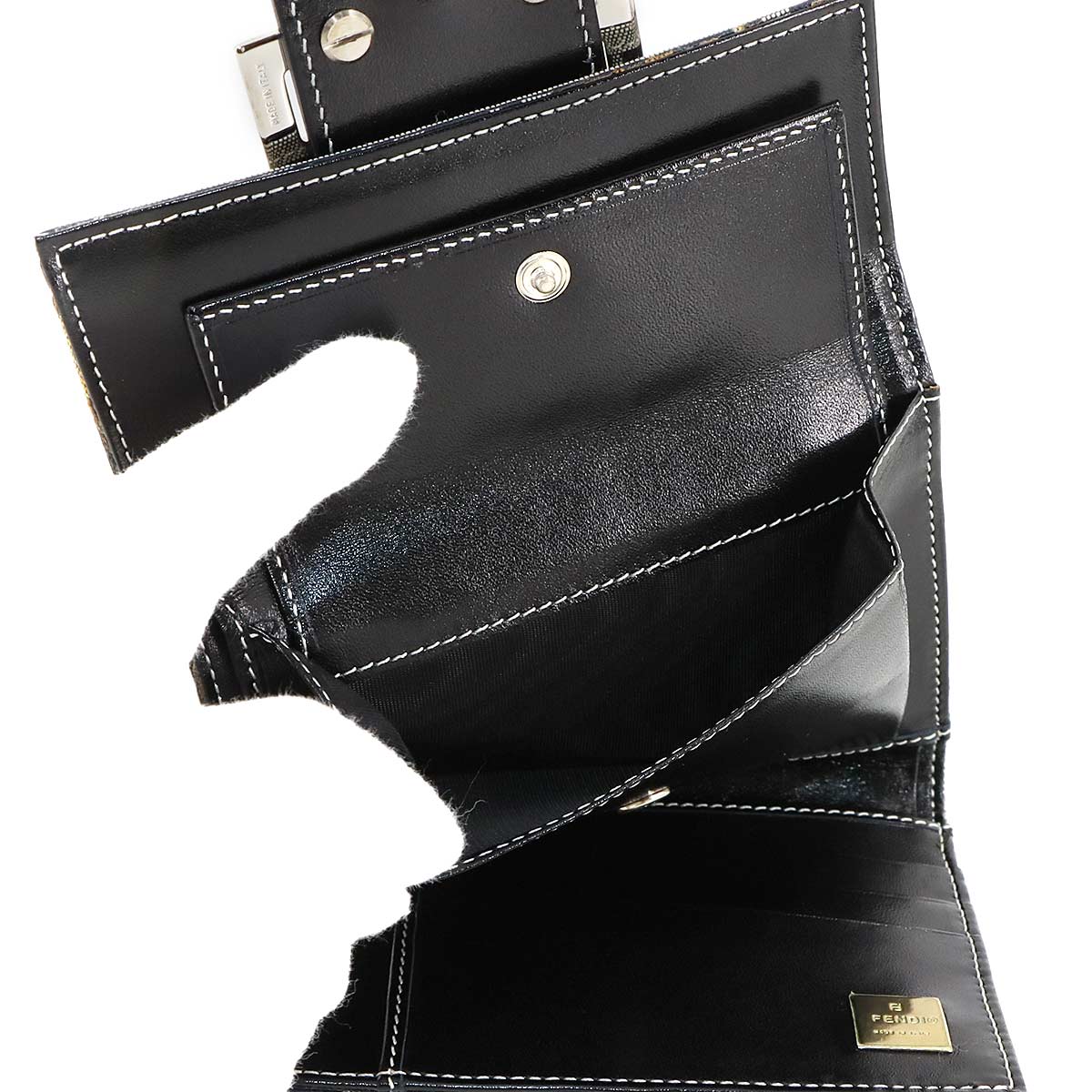 Zucchino Tri fold Wallet Canvas Leather Gray Black 31089