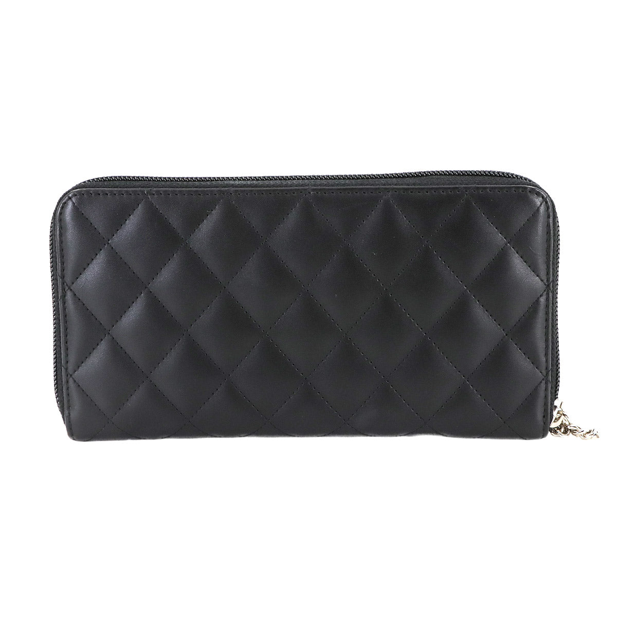 Cambon Line Zipped Around Long Wallet Leather Black A50078