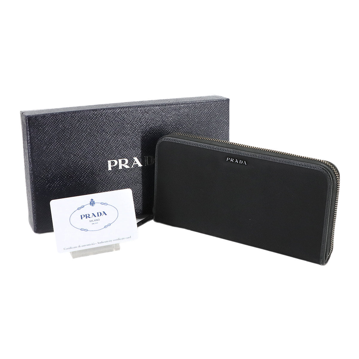 Zipped Around Long Wallet Nylon Saffiano Leather Black 2ML317