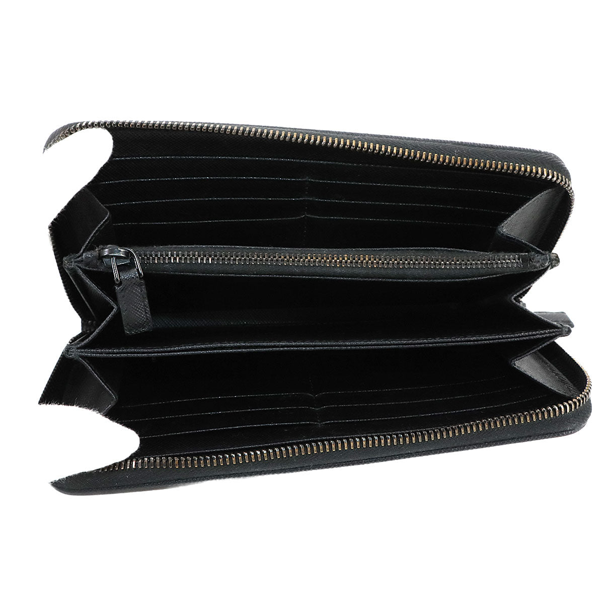 Zipped Around Long Wallet Nylon Saffiano Leather Black 2ML317