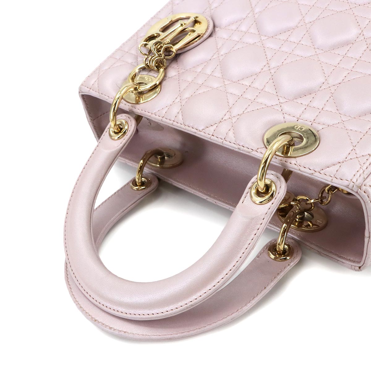 Lady Dior Medium Hand Shoulder Bag Leather Pink