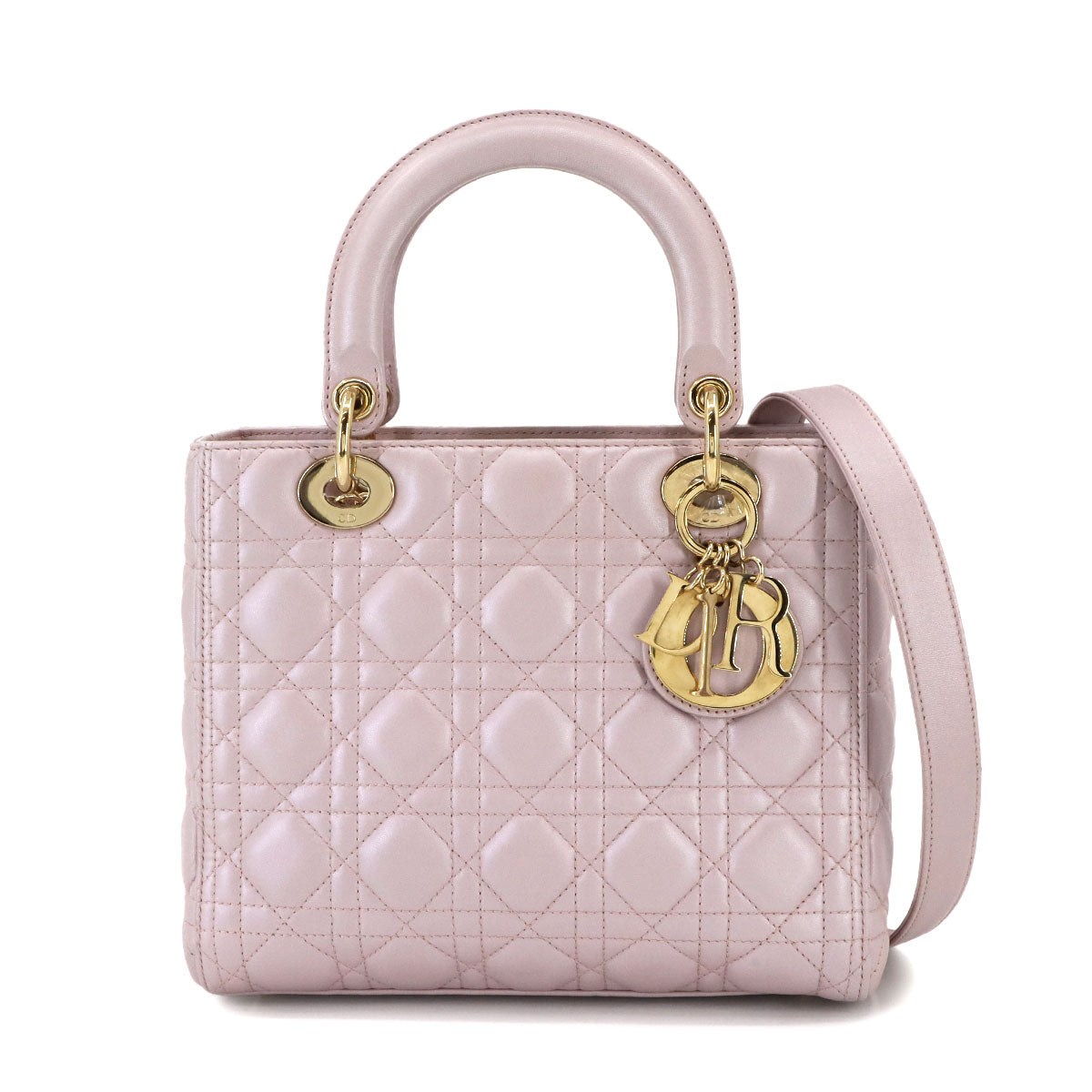 Lady Dior Medium Hand Shoulder Bag Leather Pink