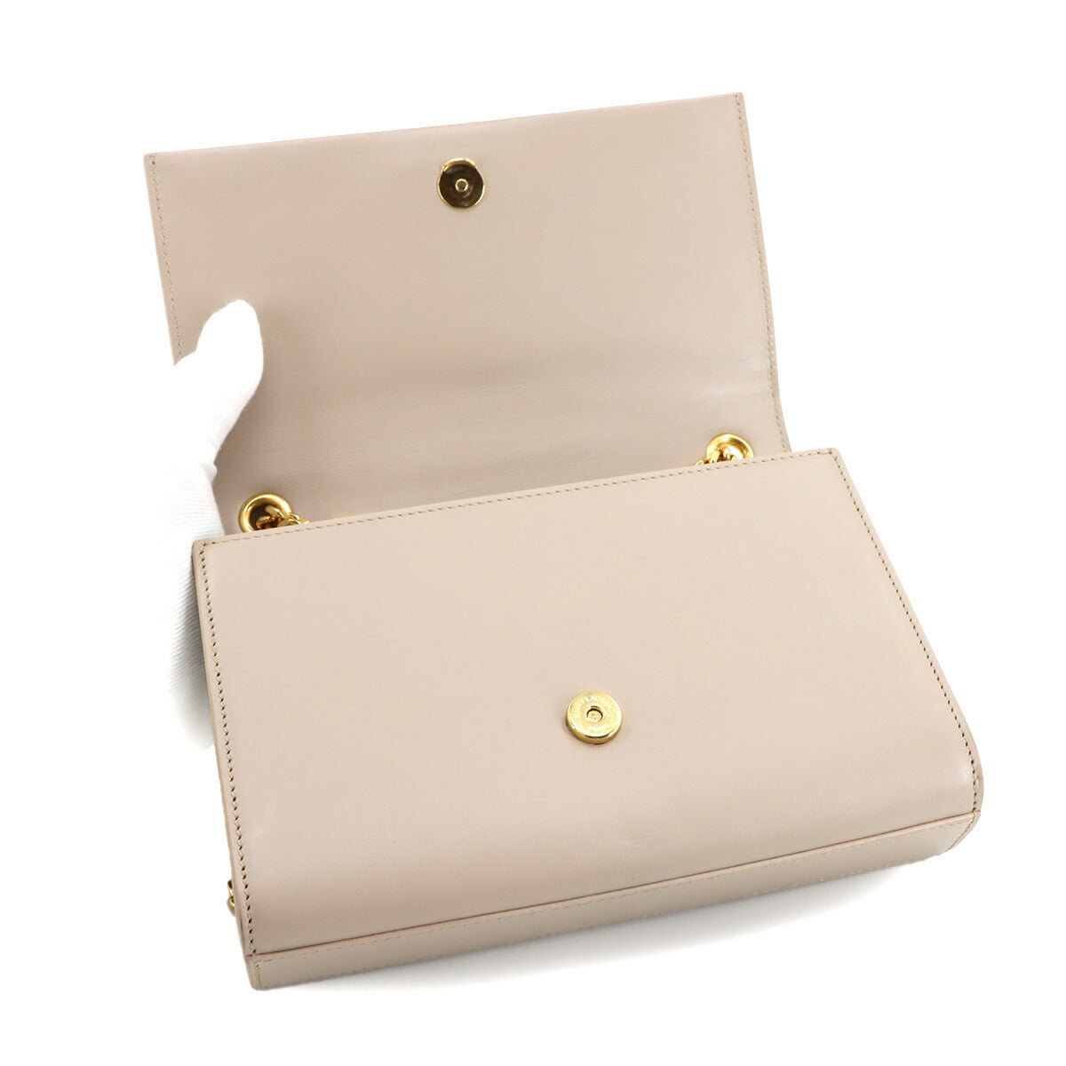 Kate Small Chain Shoulder Bag Leather Beige 474366