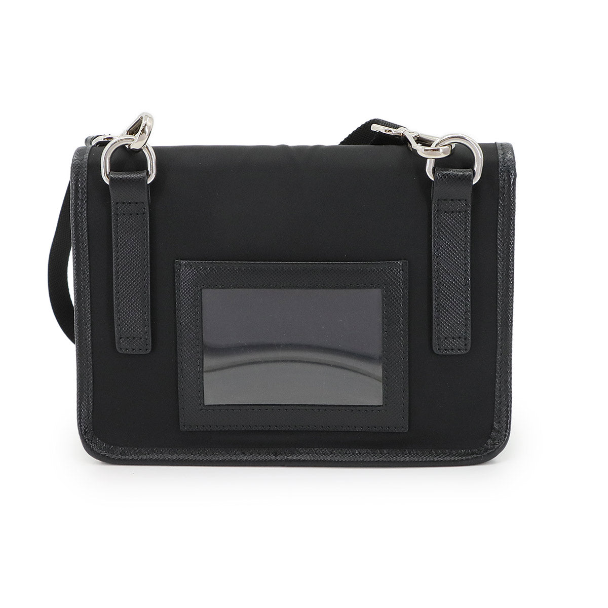 Smartphone case Shoulder Bag Nylon Saffiano Leather Nero 2ZH108