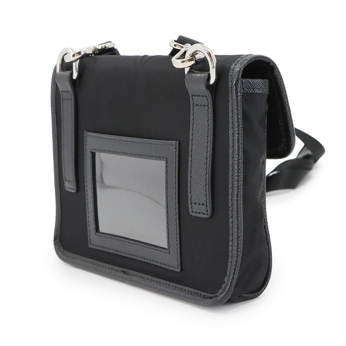 Smartphone case Shoulder Bag Nylon Saffiano Leather Nero 2ZH108