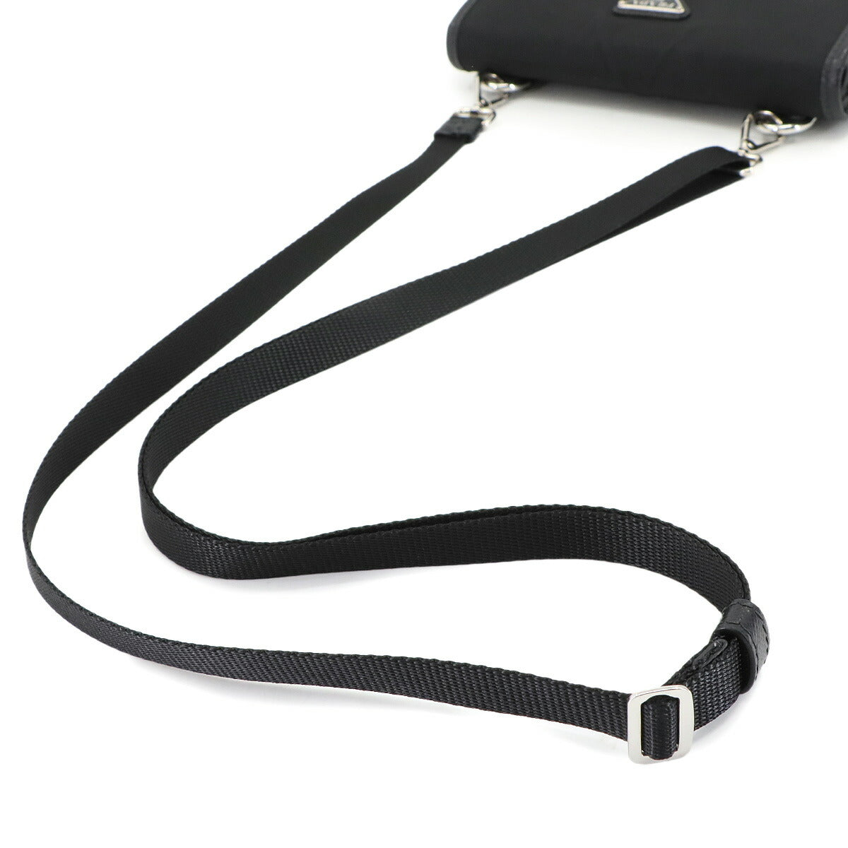 Smartphone case Shoulder Bag Nylon Saffiano Leather Nero 2ZH108