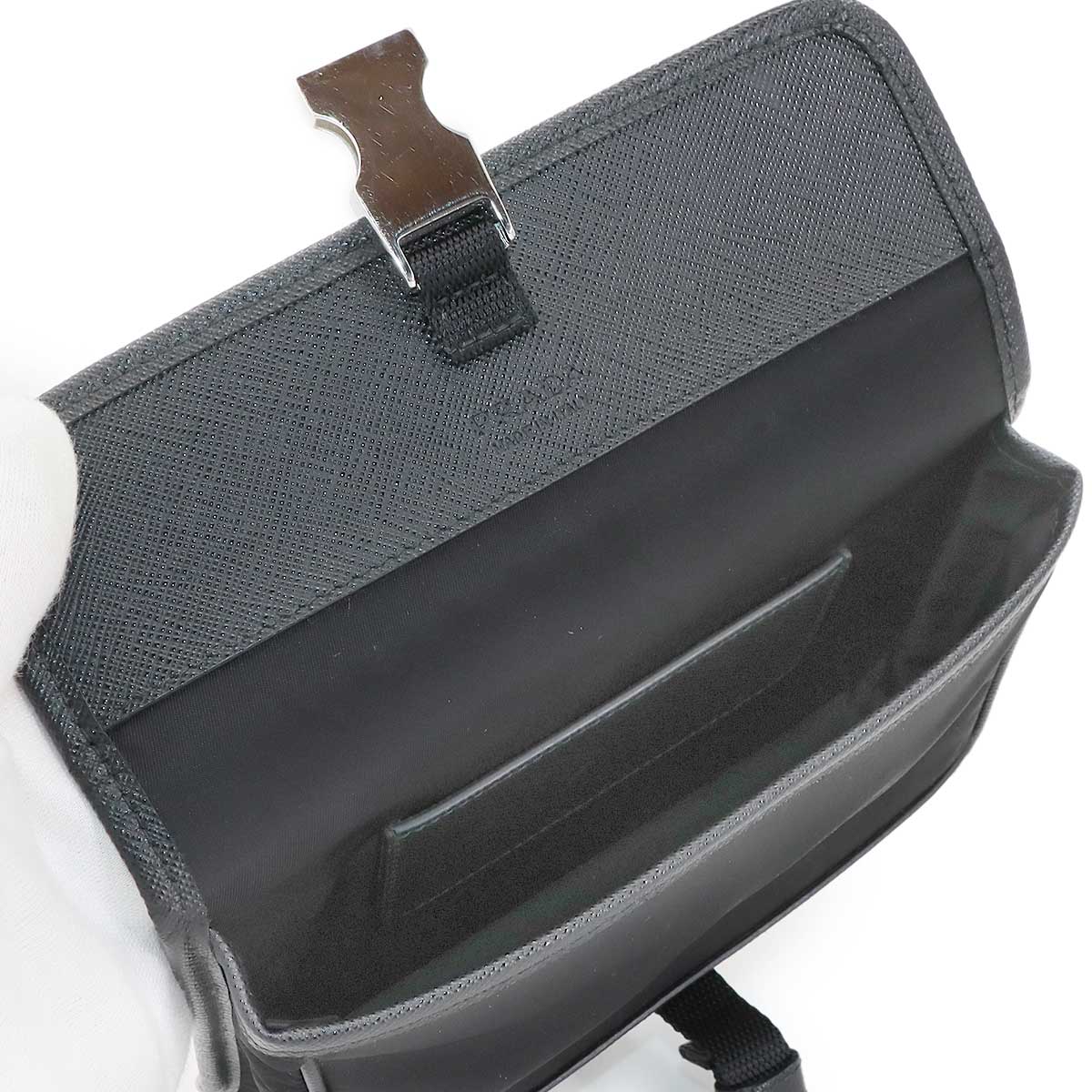 Smartphone case Shoulder Bag Nylon Saffiano Leather Nero 2ZH108